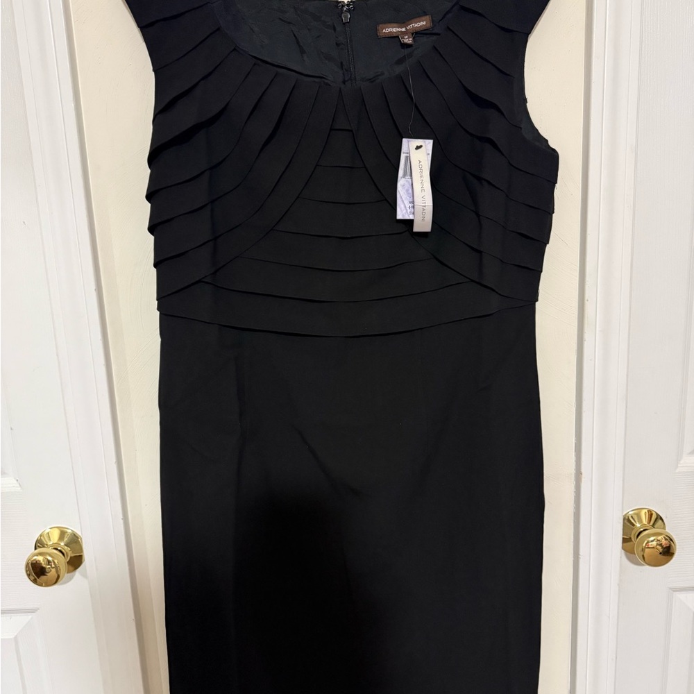 Adrienne Vittadini Black Layered Midi Dress